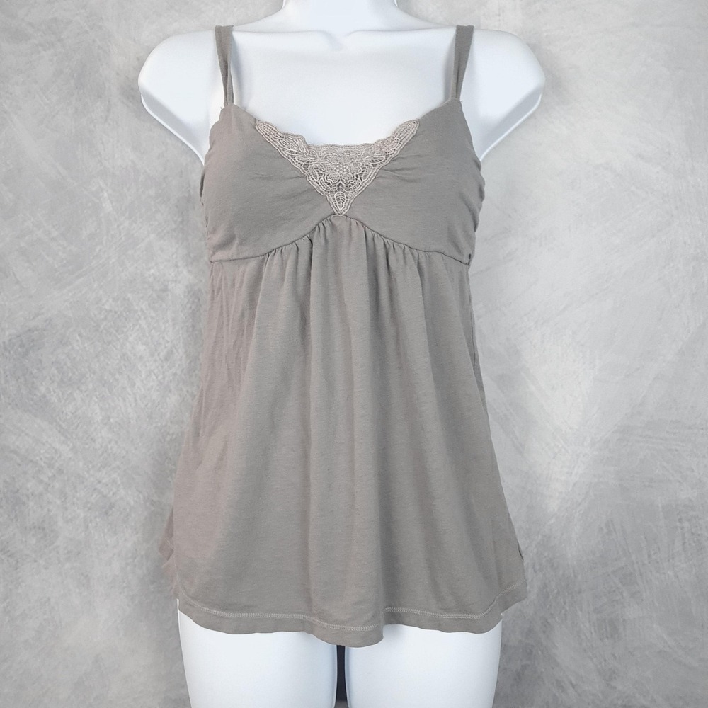 Vintage Y2K American Eagle Camisole Top Juniors Small Gray Crochet Babydoll Tank